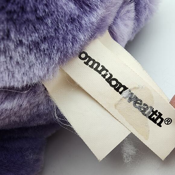 Vintage Commonwealth Purple Bear Plush 10" Satin Bow Heart Nose & Feet 2002 - Picture 10 of 11
